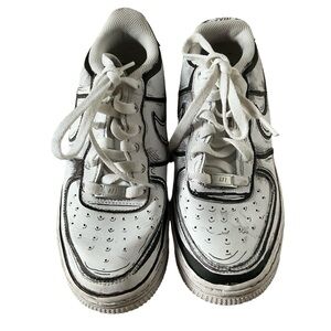 Cartoon Nike Air Force 1 custom sneakers white leather sz 6.5 youth sz 8 women’s
